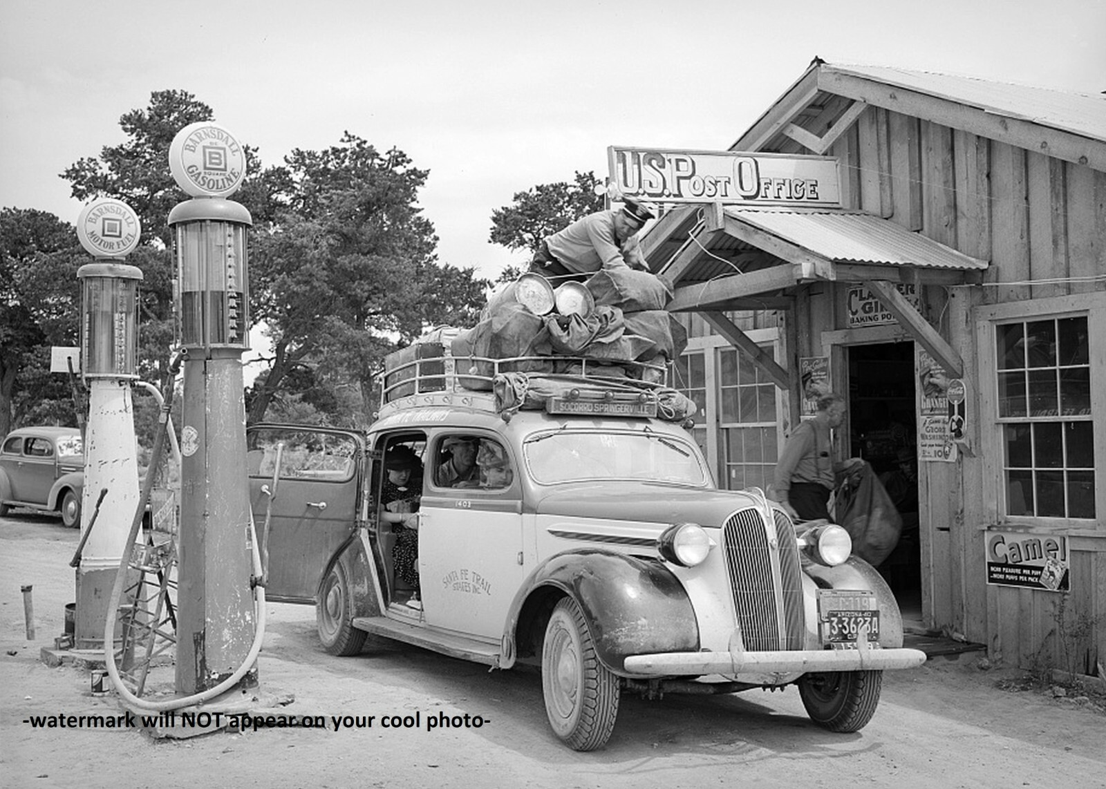 Vintage Post Office Gas Station PHOTO 1940 Pumps and Stage Stop New Mexico