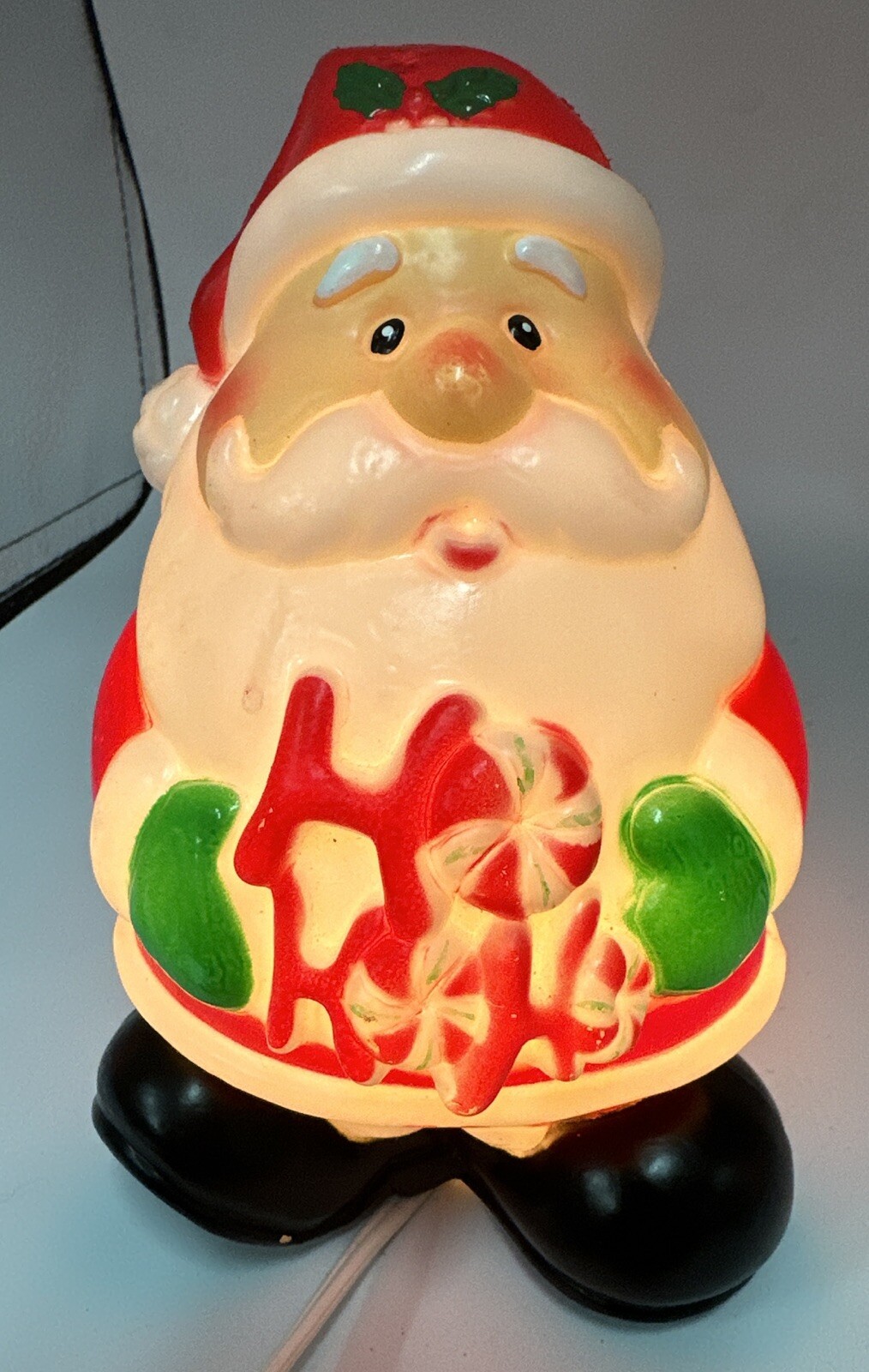 VINTAGE 7” Santa Blow Mold “Ho Ho Ho” Electrical Cord And Light Not Included