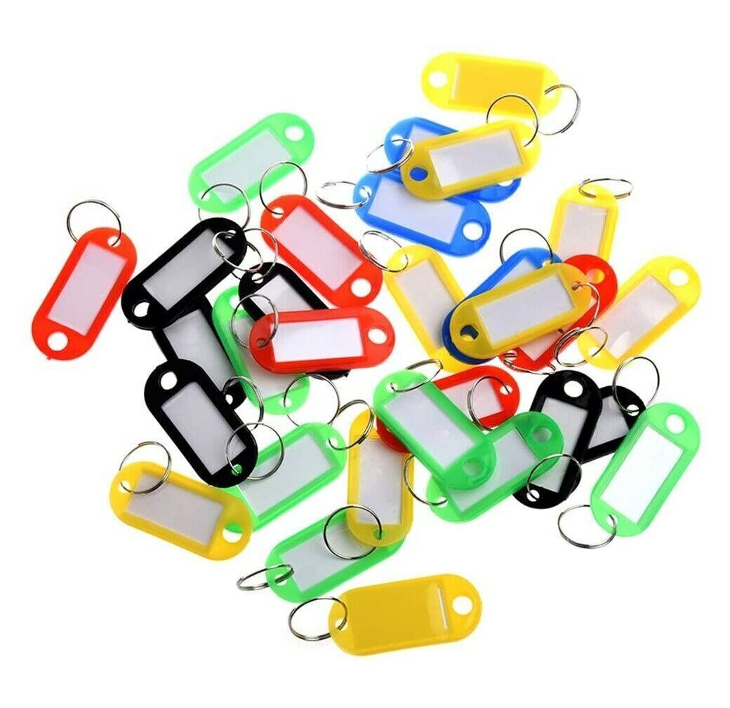 50 PCS Key Tags Plastic W/ Split Ring Luggage Fobs ID Card Name Label Keychain