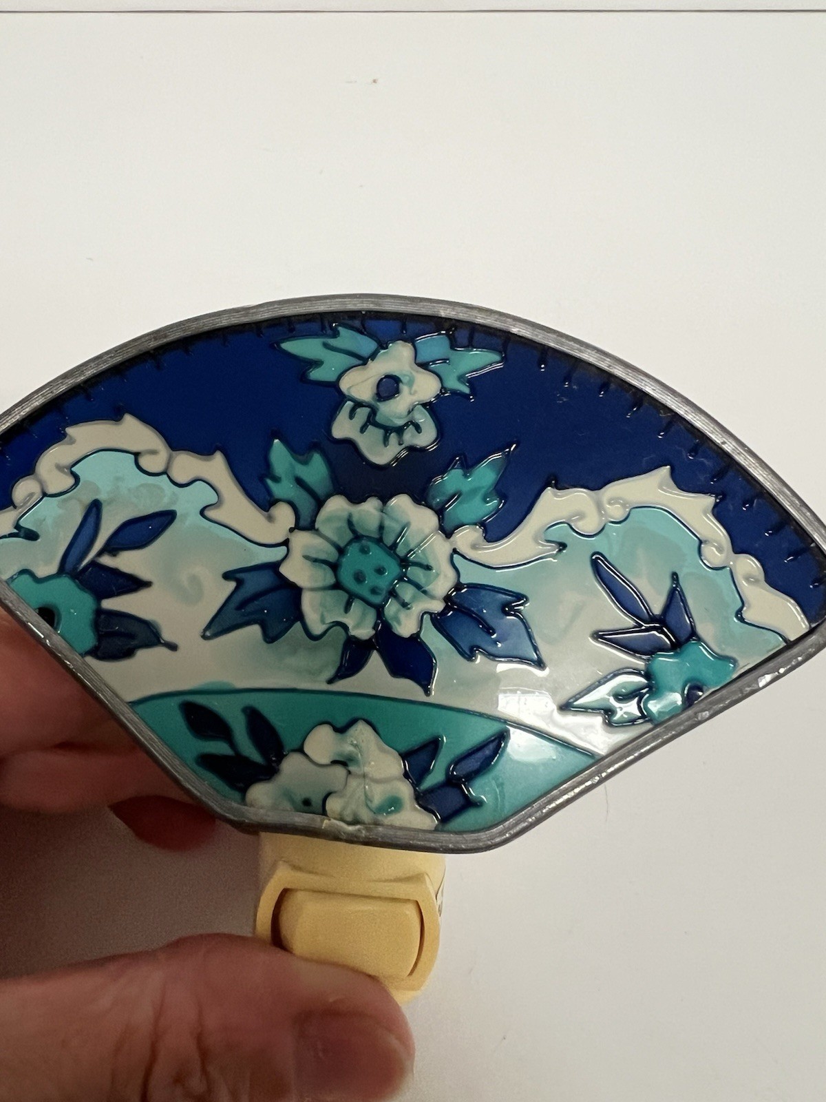 Joan Baker Designs Hand Painted Plug In Night Light Blue Stained Glass Works