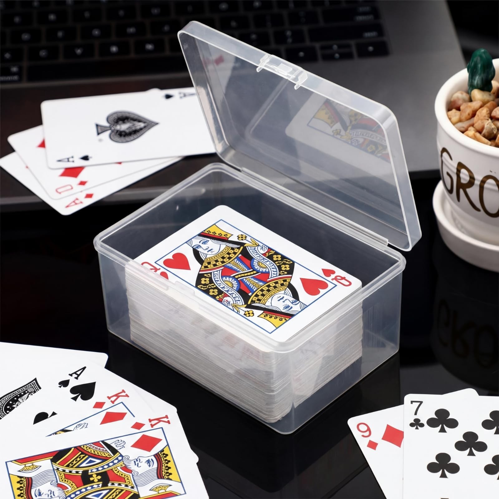 Vicenpal Playing Card Boxes Snaps Closed Clear Plastic Cases Poker Gaming Pla…