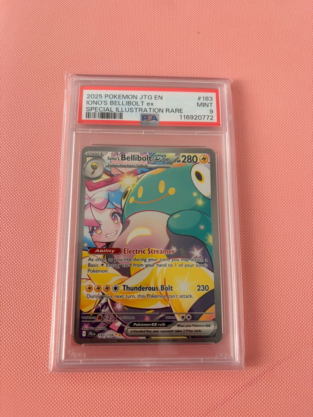 Iono’s Bellibolt EX 183/159 Journey Together SAR Pokemon Card PSA 9