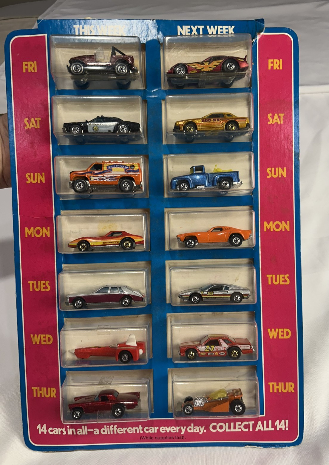 RARE Vintage 1983 McDONALD’S HOT WHEELS TEST MARKET DISPLAY WITH ALL 14 VEHICLE