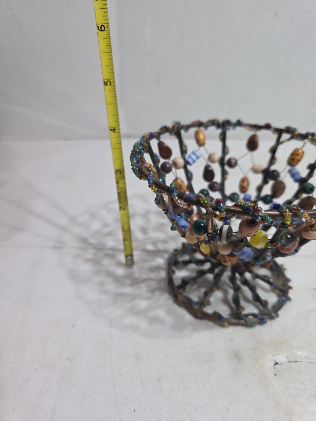 2 Colorful Beaded Decorative Baskets
