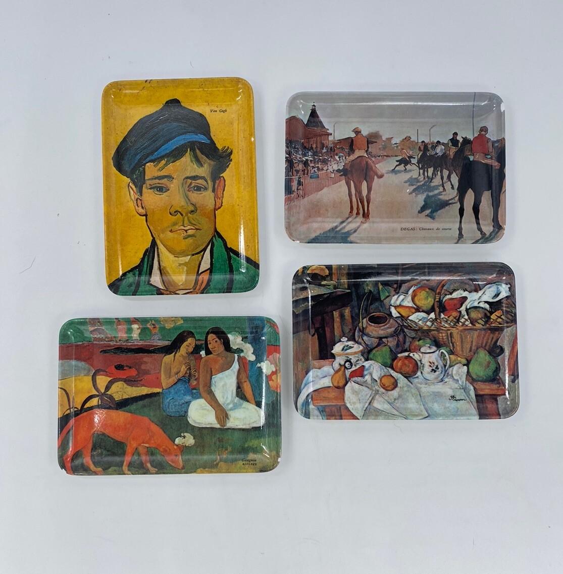 Set Of 4 Decorative Crafts Inc. Melamine Trinket Trays Famous Artists Works