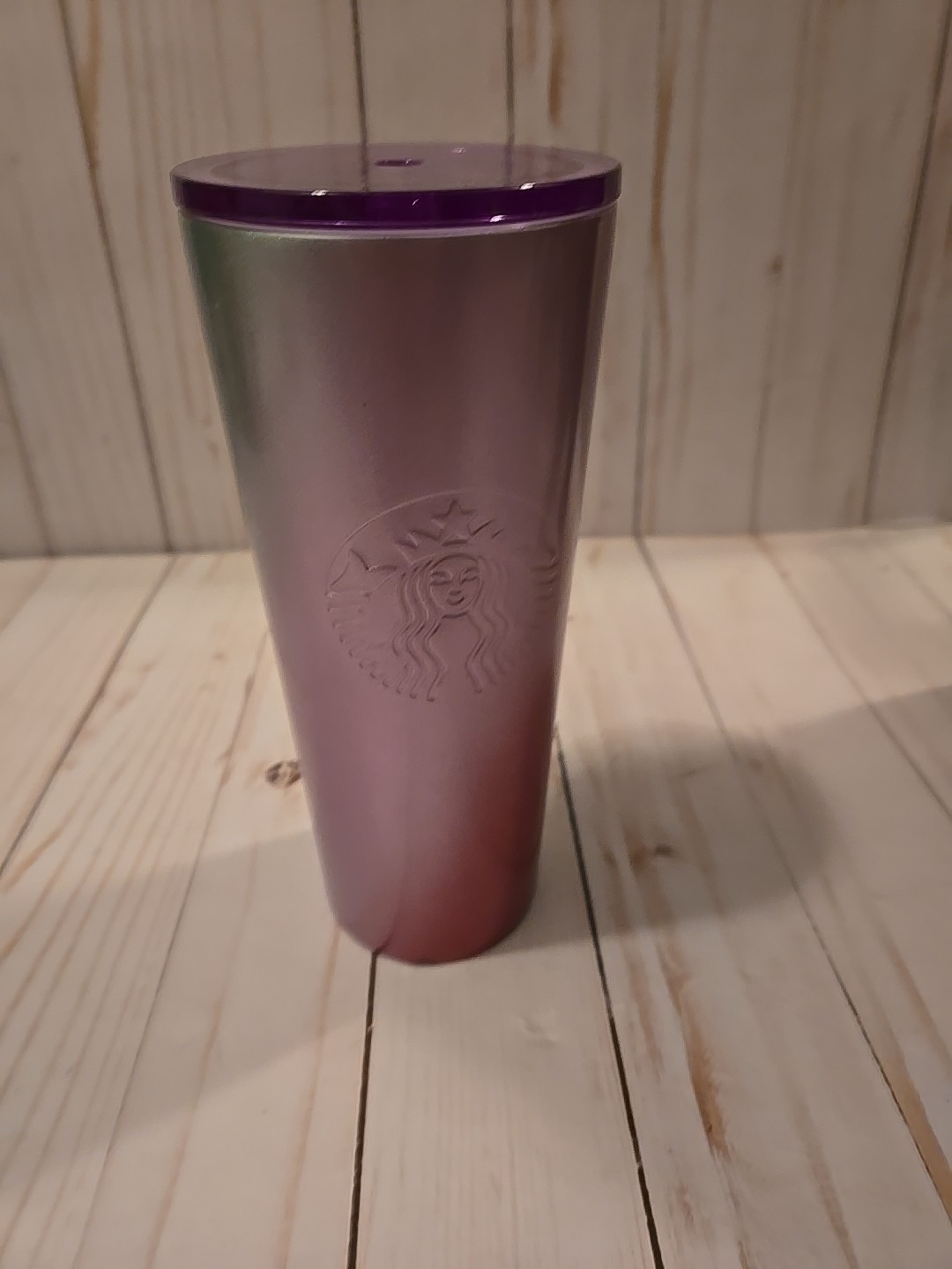 Starbucks 2021 Holiday Stainless Steel Metal Gradient Pink Tumbler Missing Straw