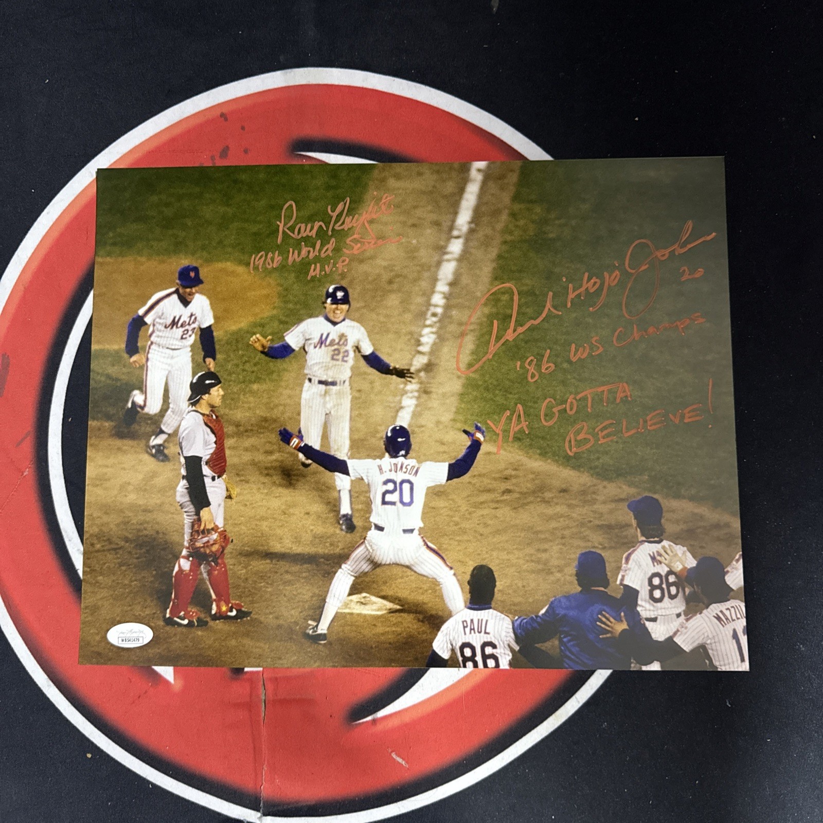 Ray Knight & Howard Johnson New York Mets Autographed Inscribed 11×14 JSA COA