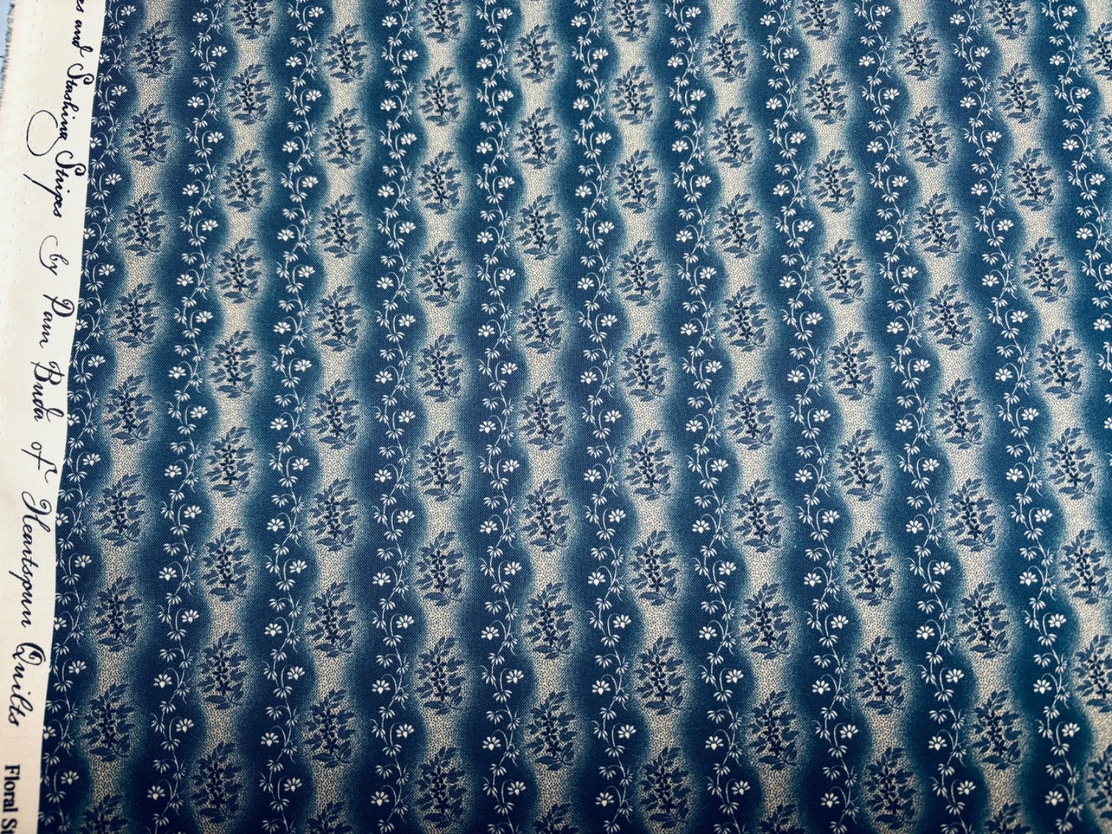 Cotton Fabric 1800s Civil War Repro Buda Blue Floral Colorful Coor Marcus 1/2yd