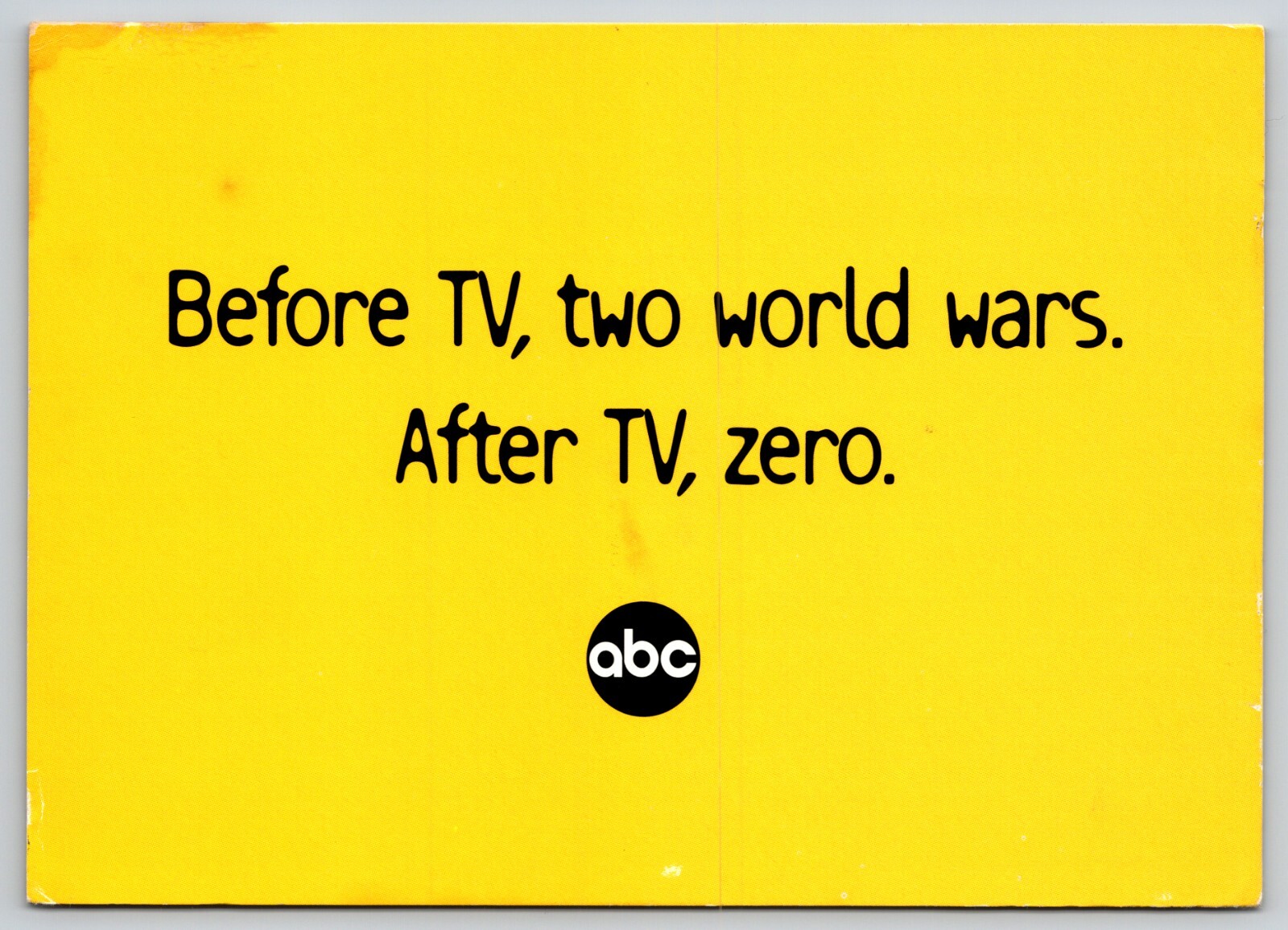 Postcard ABC Before TV Two World Wars After TV Zero Television Fantasy Island