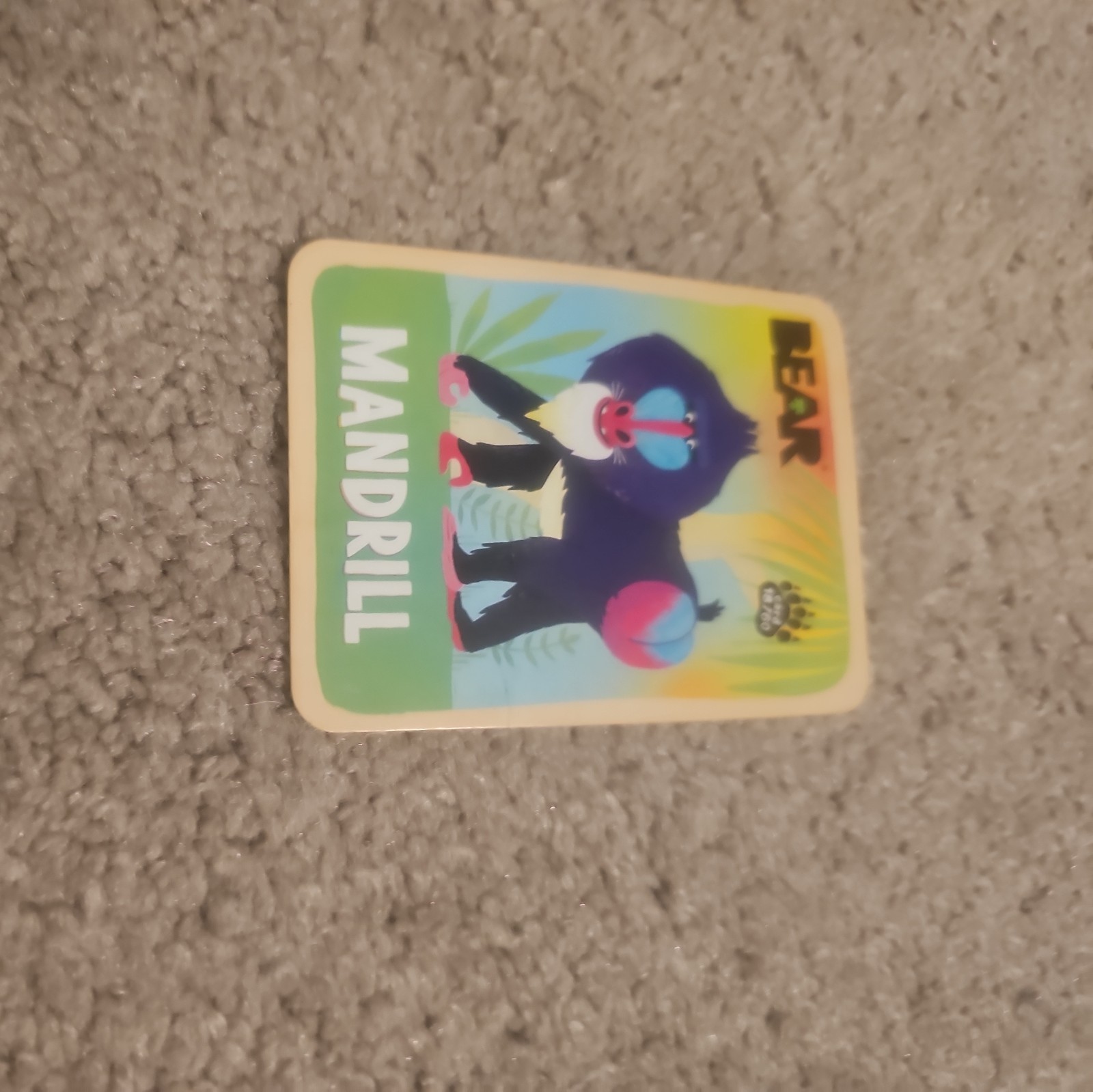 MANDRILL – Bear’s Collectible Animal Cards – Bear Fruit Rolls – HELP SEA TURTLES