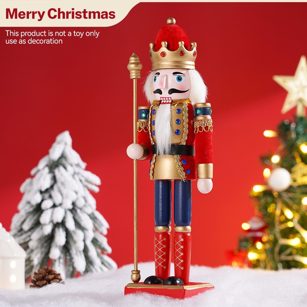 12in Wooden Nutcracker Soldier Christmas Decoration Vintage Decor Gift Red King