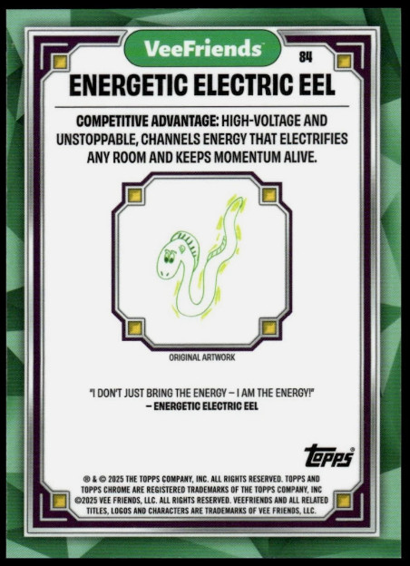 VeeFriends 2025 Topps Chrome Energetic Electric Eel #84 Silver Base Refractor
