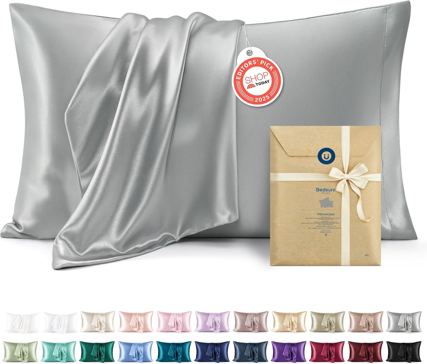 Bedsure Satin Pillowcase, Similar to Silk Pillow Cases Queen Size Set of 2, Cool