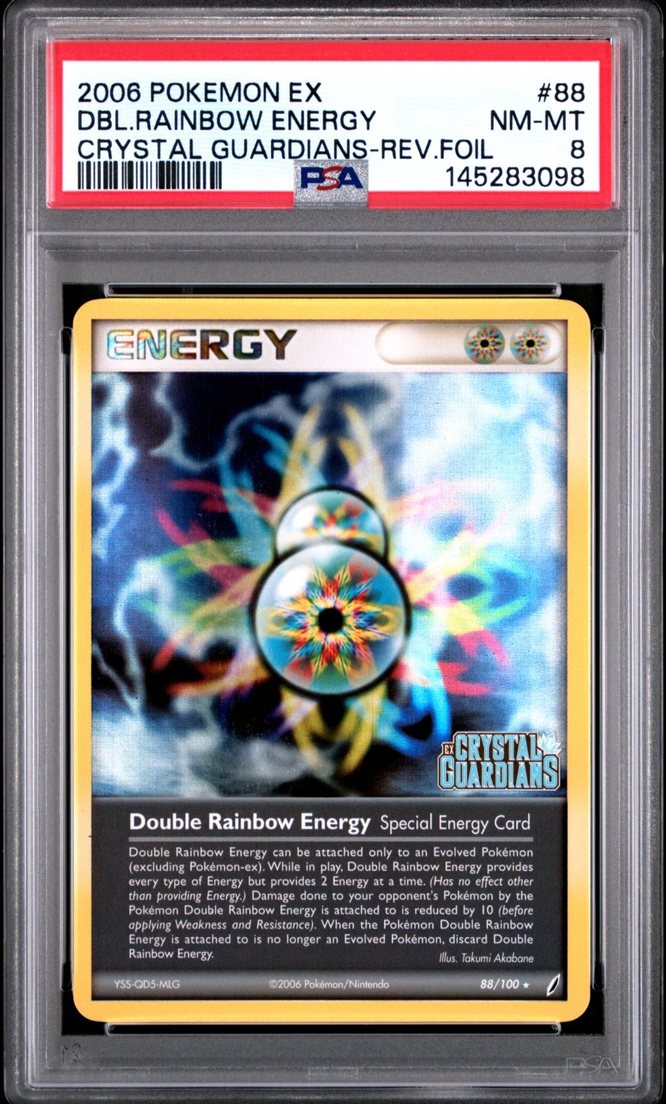 Pokemon Double Rainbow Energy Reverse Holo – Crystal Guardians – 88/100- PSA 8