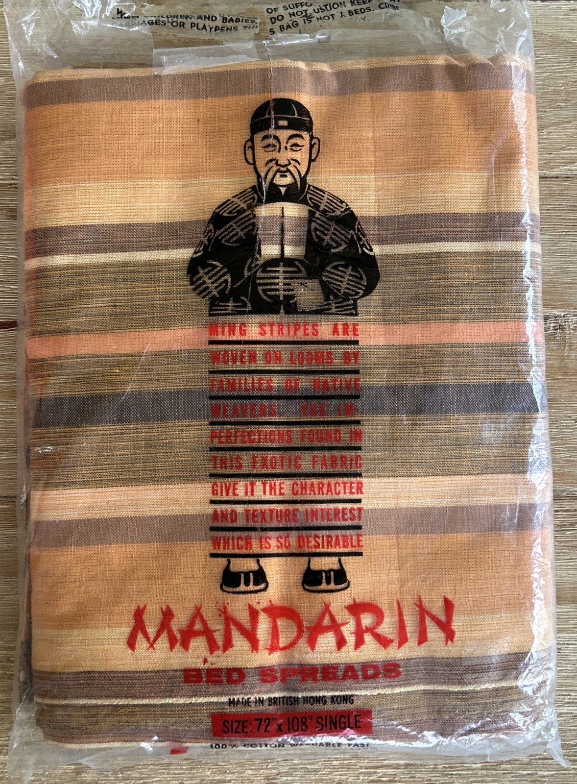 Mandarin Brand Vintage Bed Spread Single Marco Polo Orange Brown Striped