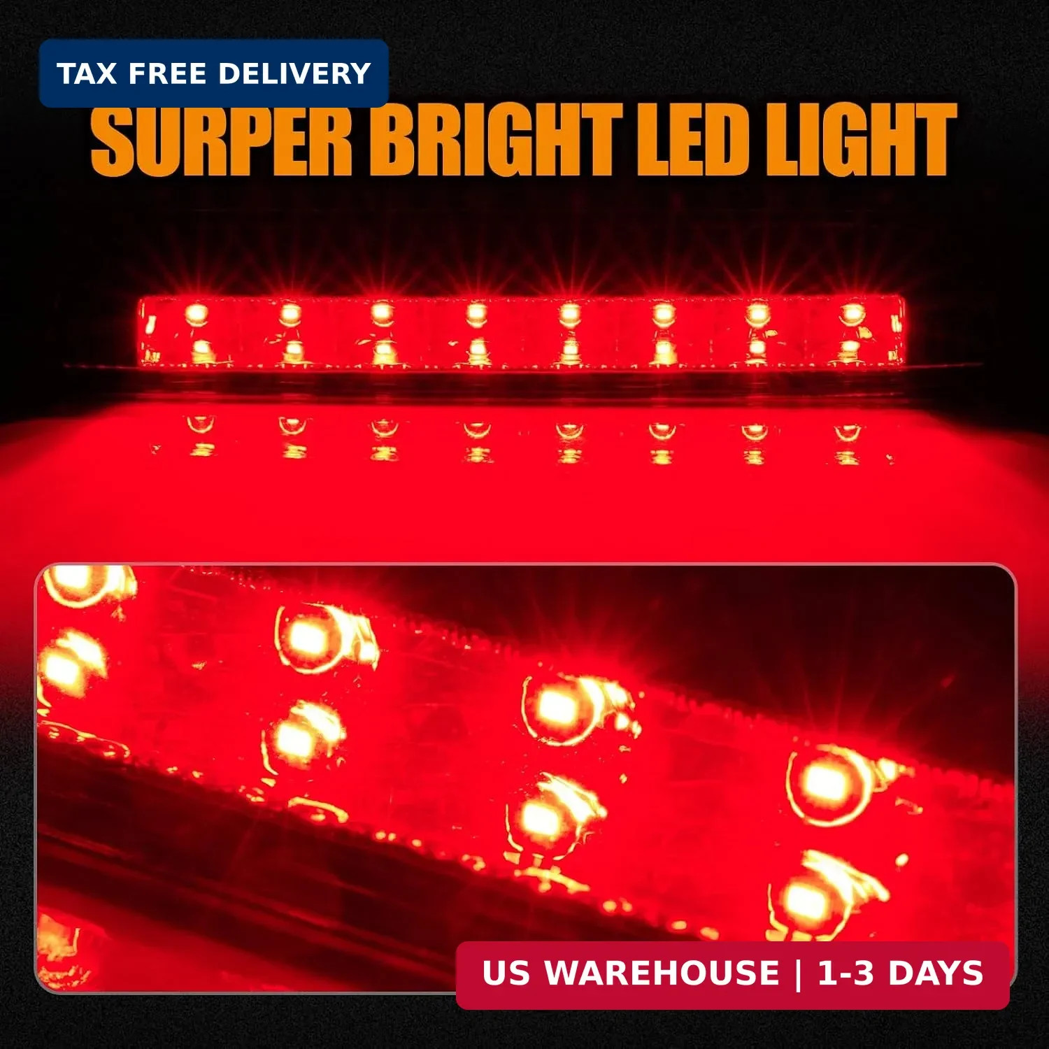 Third 3rd Brake Light LED for 2014-2019 Nissan Rogue, High Mount Rear Brake Ligh