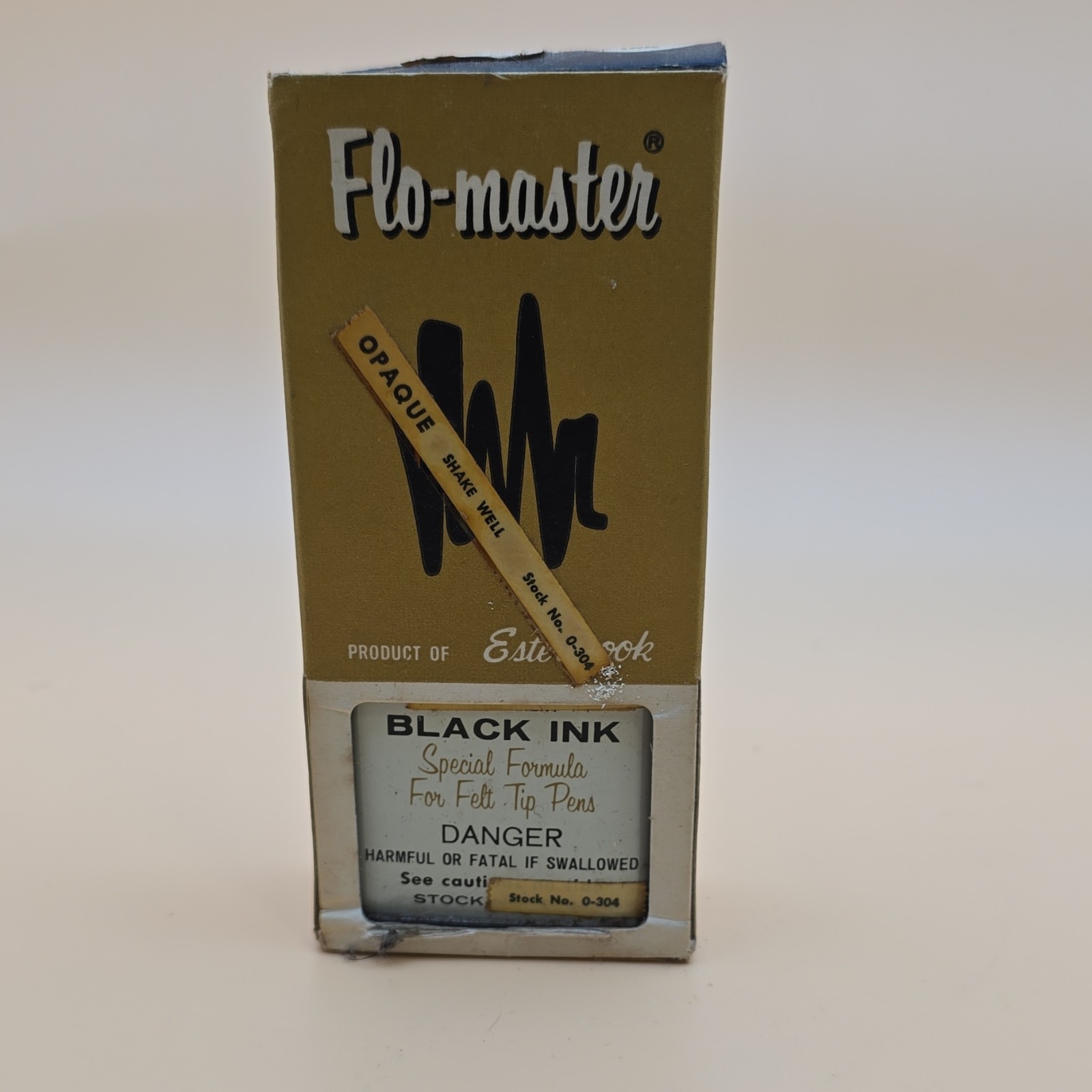 Vintage Esterbrook Flo-Master Ink Bottle Metal Can w/ Dropper & Box Black Ink