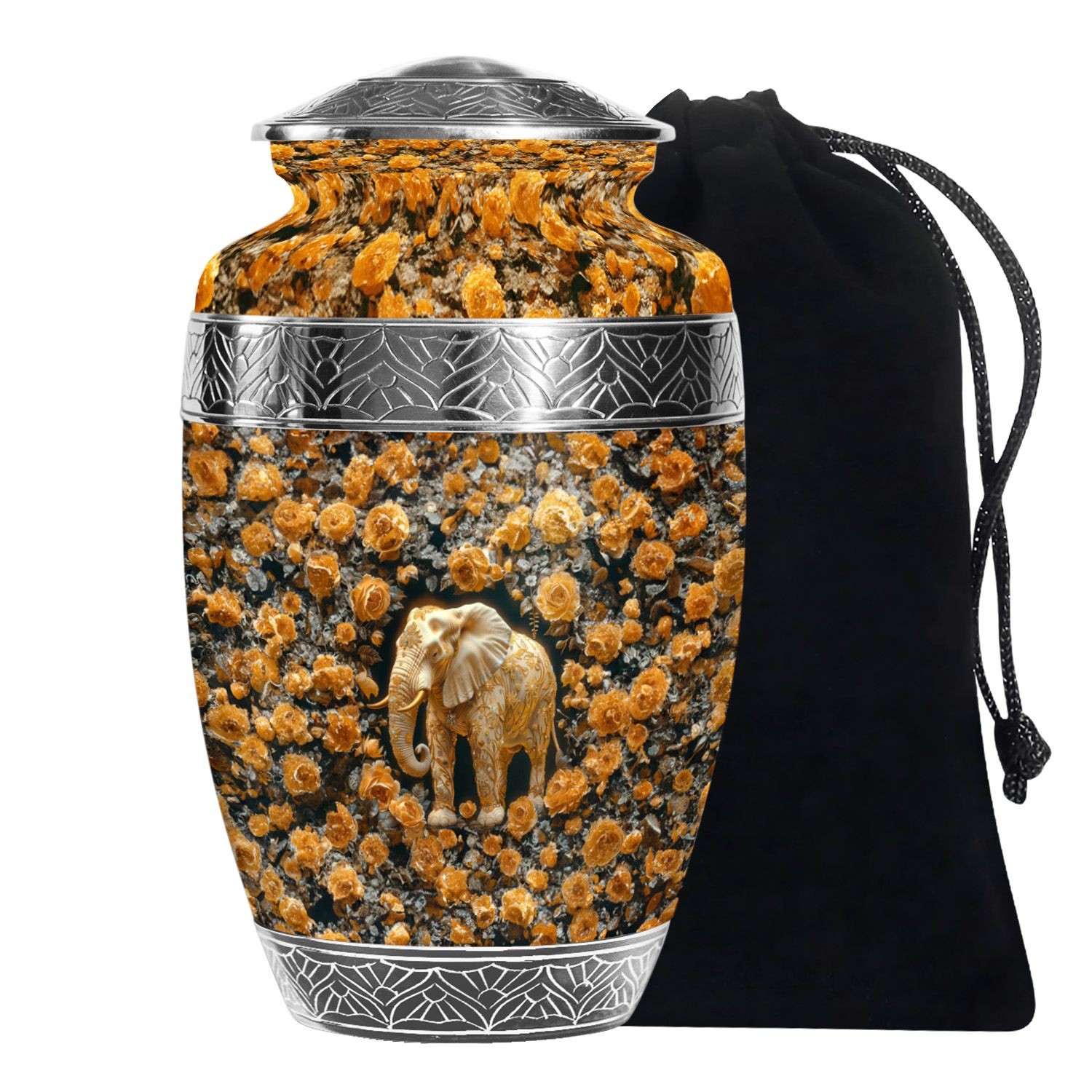Elephant Majesty Urns for Human Ashes Adult Mother, Handmade Urn (10 Inch)