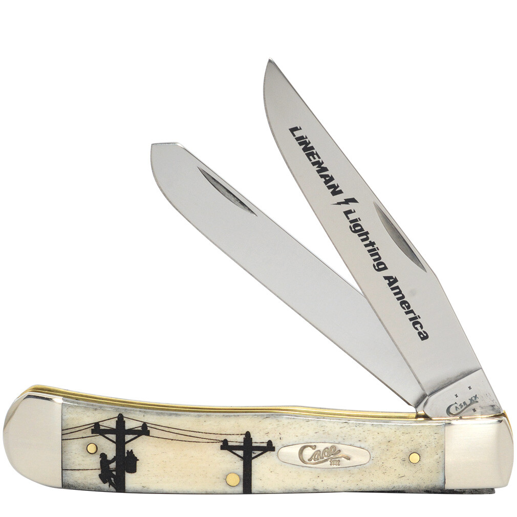 CASE XX KNIVES AMERICAN LINEMAN NATURAL BONE TRAPPER – SECOND EDITION 4 1/8″