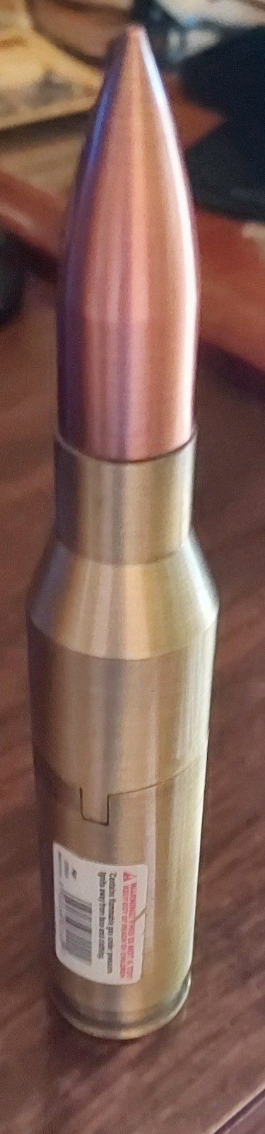 Vintage 50 Cal. Bullet Lighter, brass refillable butane military .50 caliber