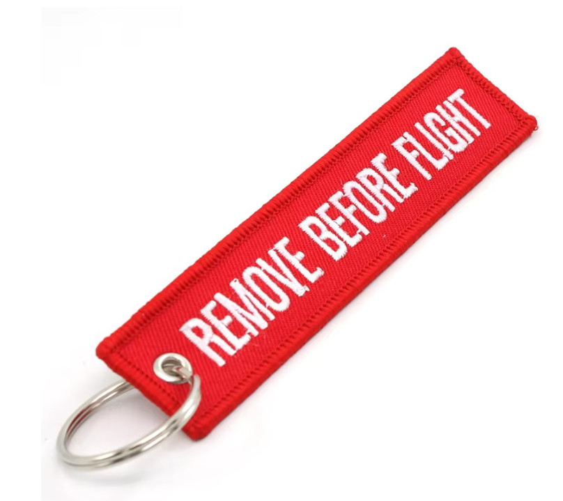 Remove Before Flight Backpack Pendant Key Ring Woven Special Luggage Label Red