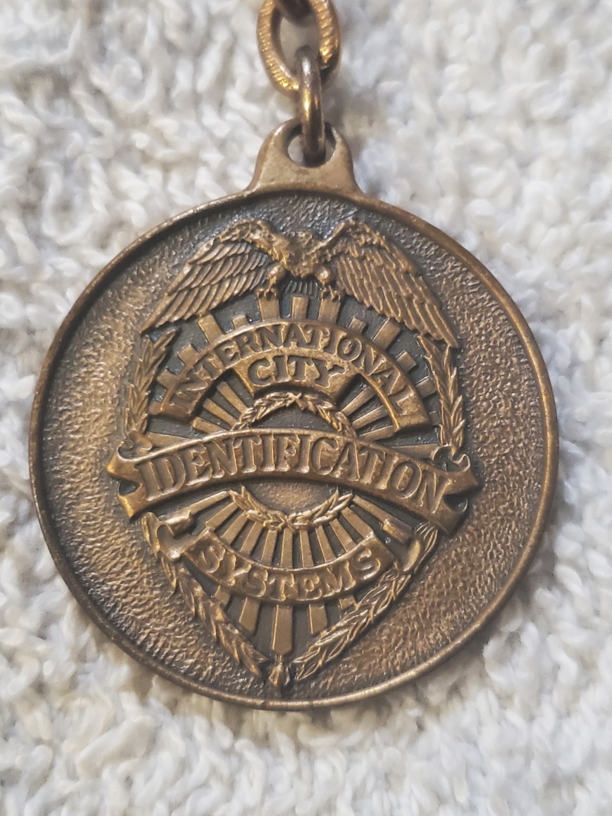 Vintage International City Security Systems Medallion Keychain