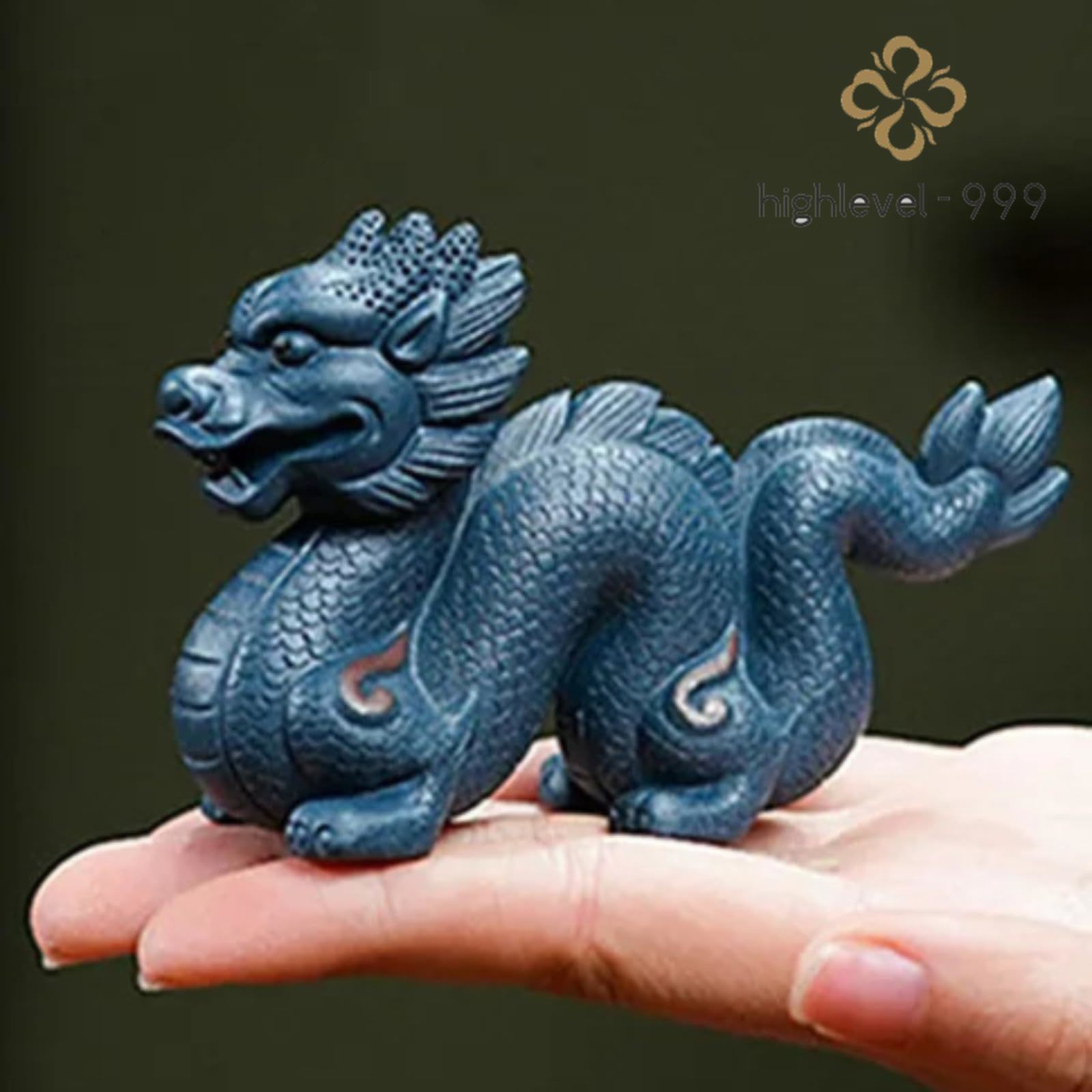 Handmade Zisha Dragon Tea Pet Sculpture 9.5cm Chinese Traditional Tea Ceremony