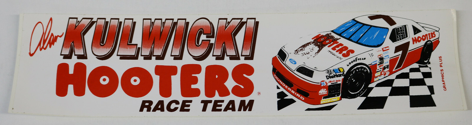 Hooters Race Team Alan Kulwicki Bumper Sticker 12.25″ X 3″