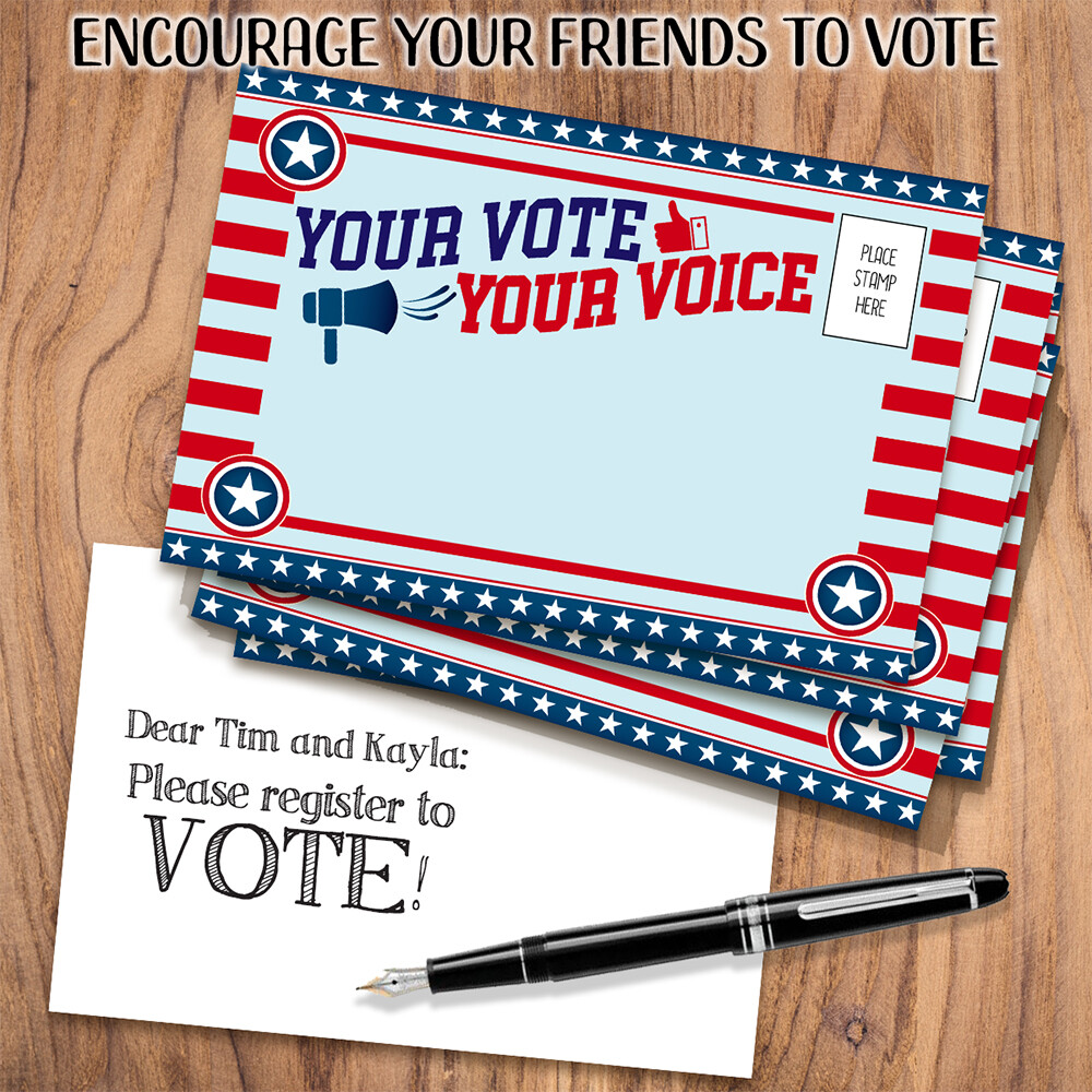 Vote Postcards Bulk – Your Vote Your Choice – Set of 100 4×6 Standard Size –