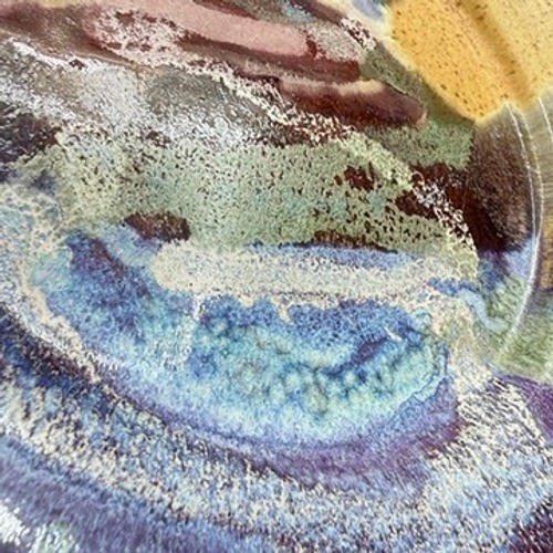 Handmade Studio Pottery Serving Plate Ceramic Glaze Artisan Abstract Decor Heavy