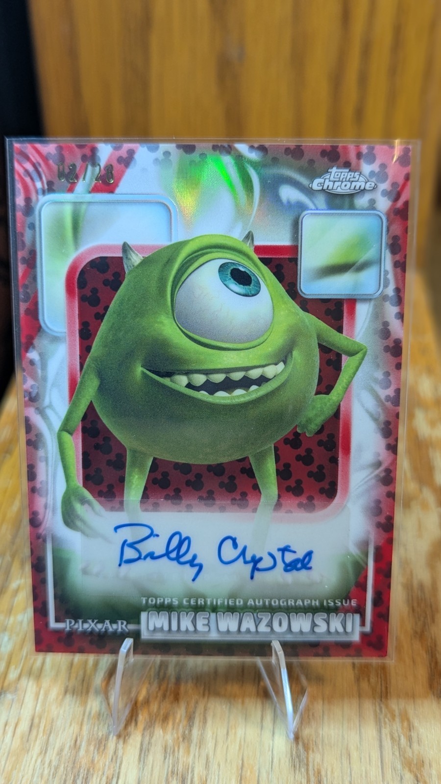 2026 Topps Chrome Disney Mike Wazowski Red/Black Refractor Autograph 02 /28