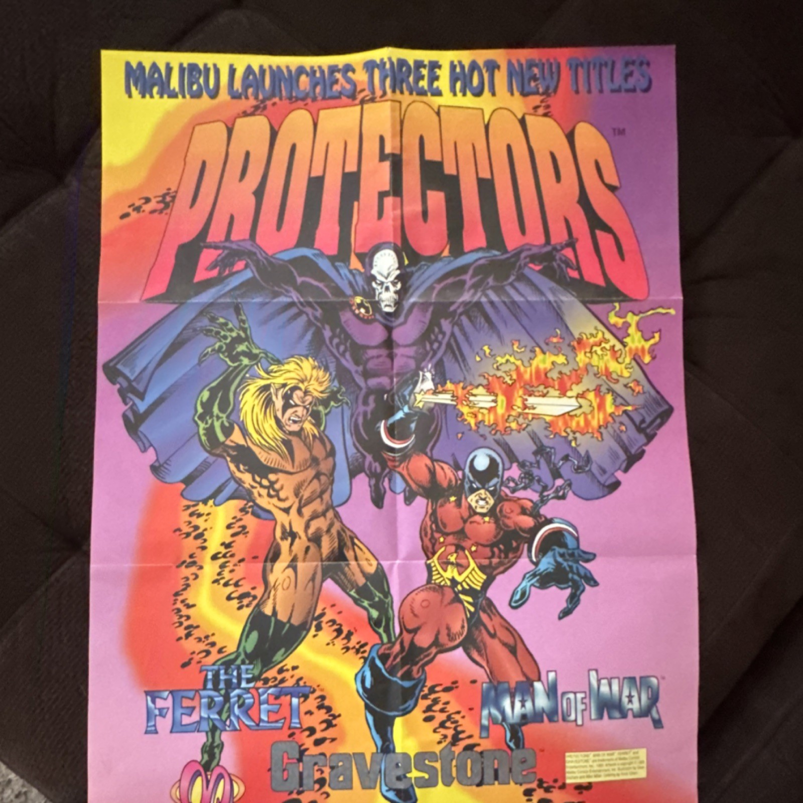 Malibu Comics 1993 Protectors Poster The Ferret Man of War Gravestone