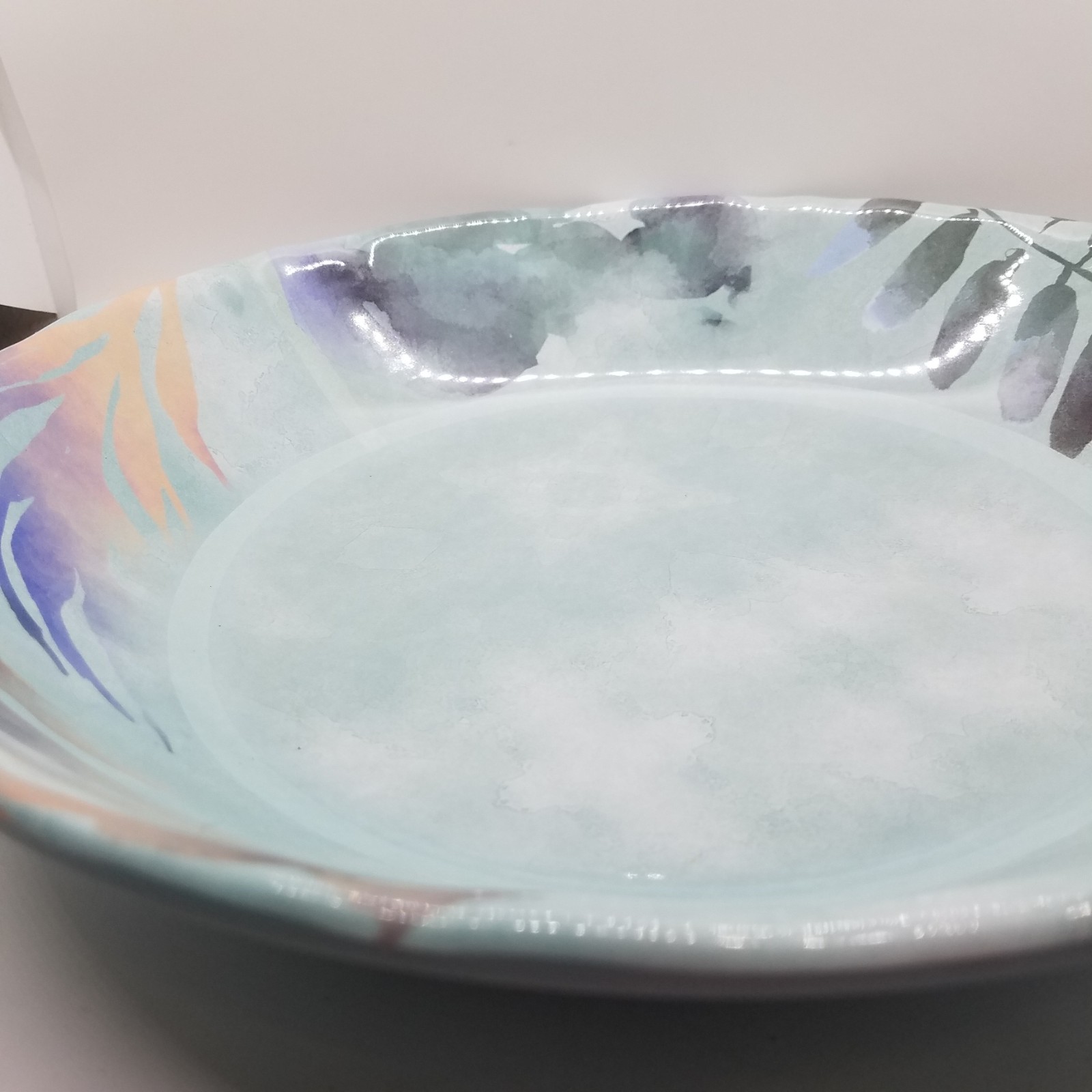 Cravings Chrissy Teigen Bowl Melamine Blue Tropical Large Serving Salad 12”