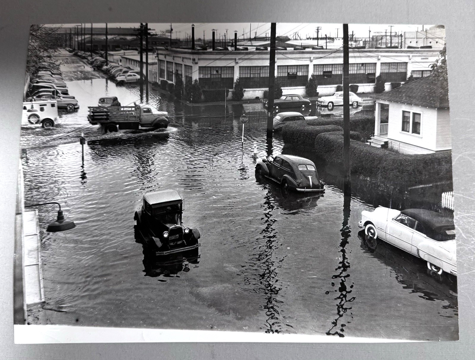 Oakland Flood Street Scene Cars Adeline Streets Vtg 1949 Original Press Photo