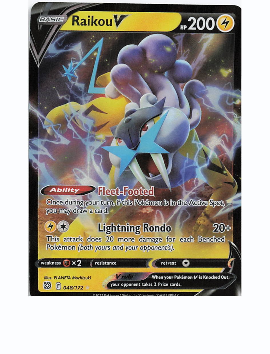 RAIKOU V 048/172 Holo V Rare BRILLIANT STARS Pokemon Holo Near Mint