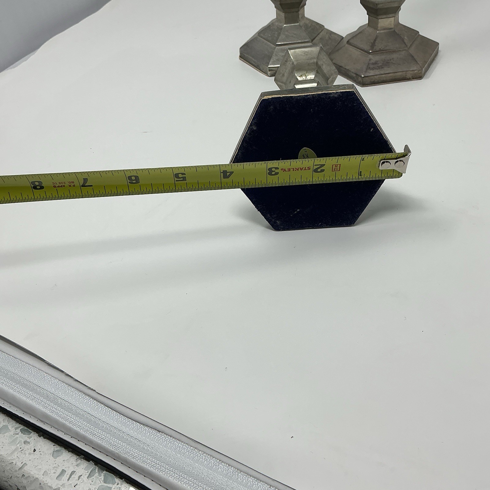Geometric Silver EP Candlesticks Set Of 3 Modern Hollywood Regency Zinc Alloy