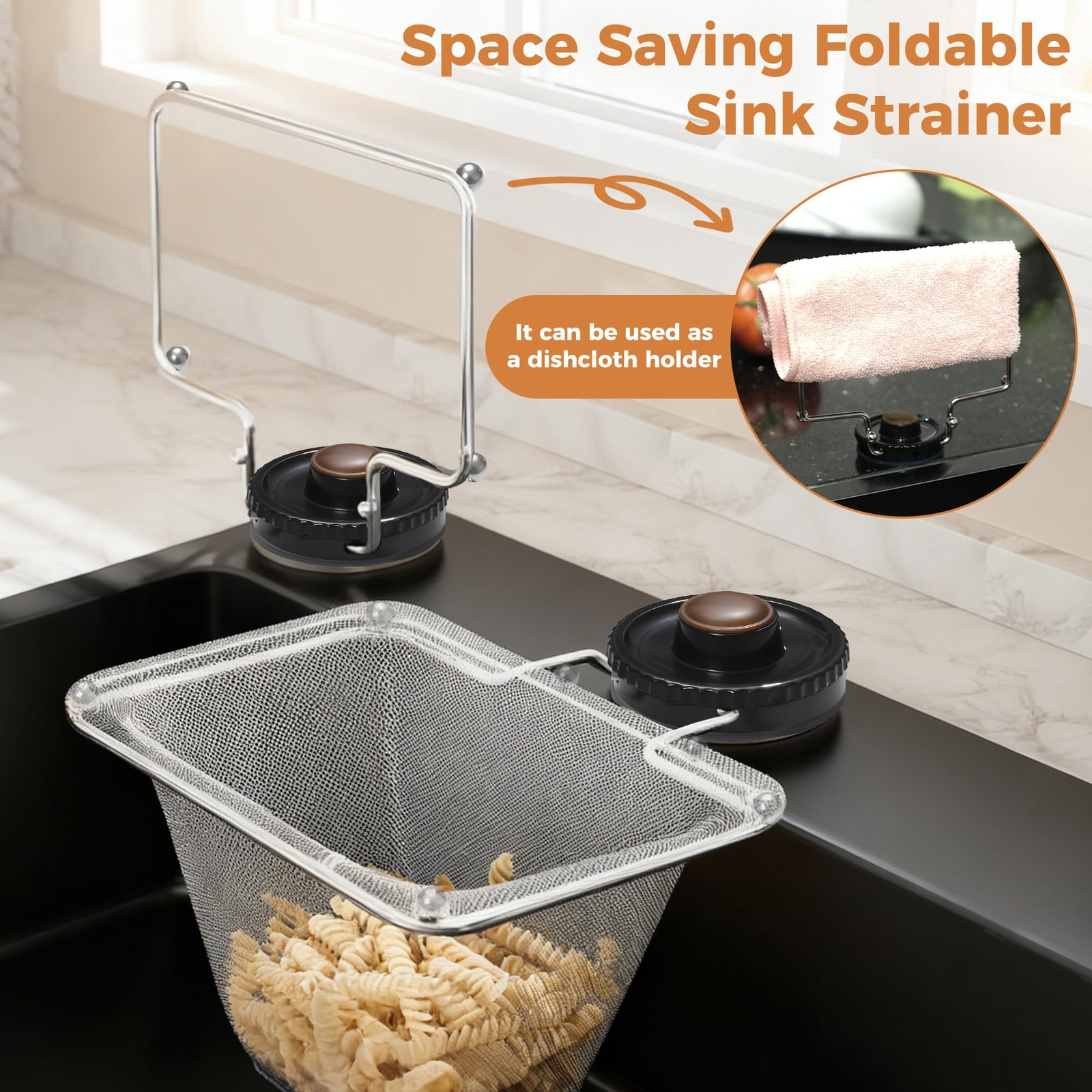 Kitchen Sink Strainer with Filter Middle, Black Strainer+100pcs Mesh Bag