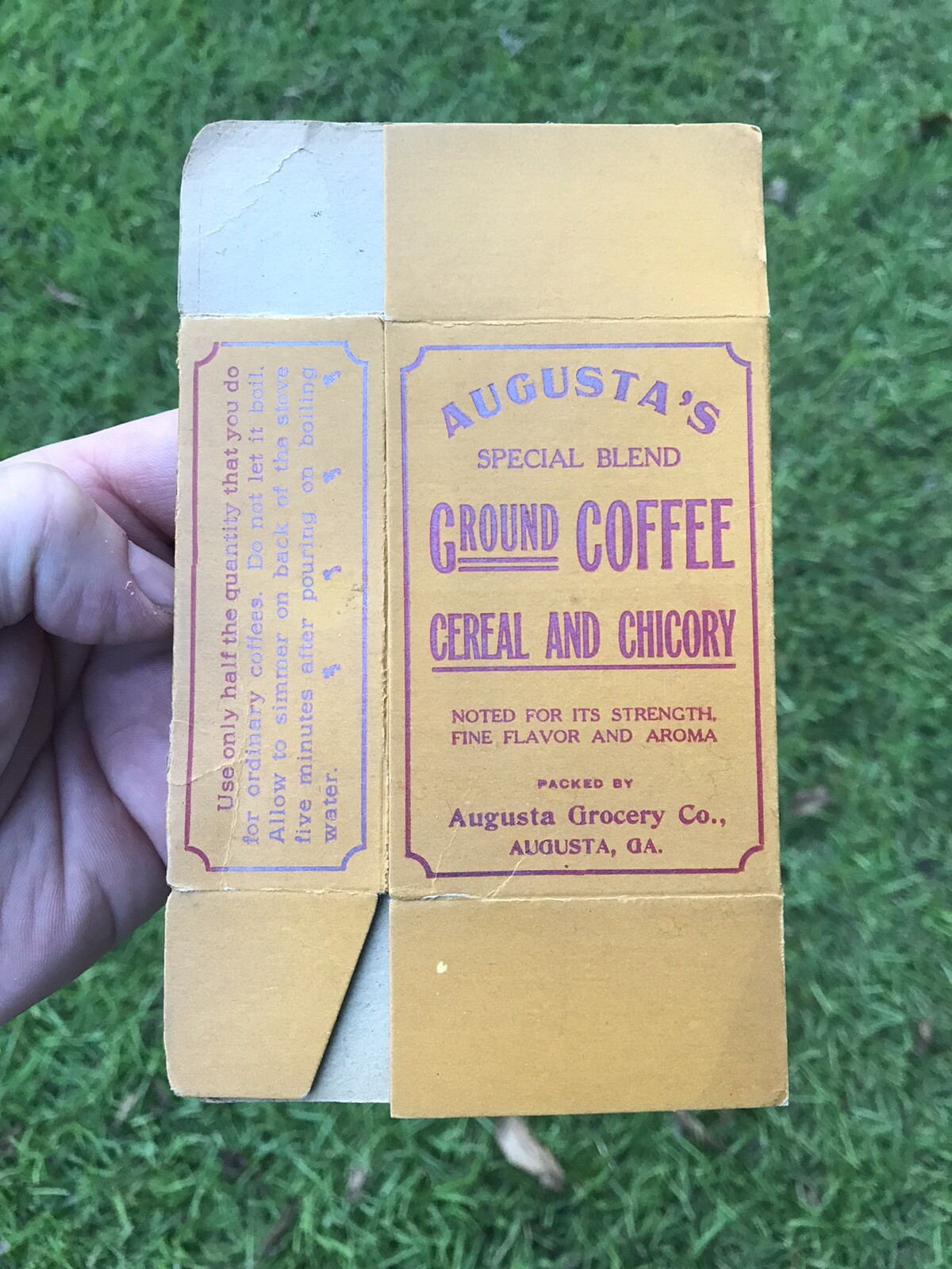 RARE VINTAGE NOS ADVERTISING AUGUSTA GEORGIA GROCERY CO. COFFEE BOX TIN SPICE