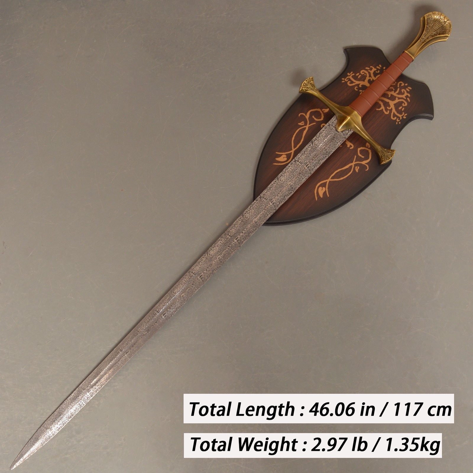 Medieval Sword with Display Plaque, Made of All Metal,Medieval Knight Real Sword