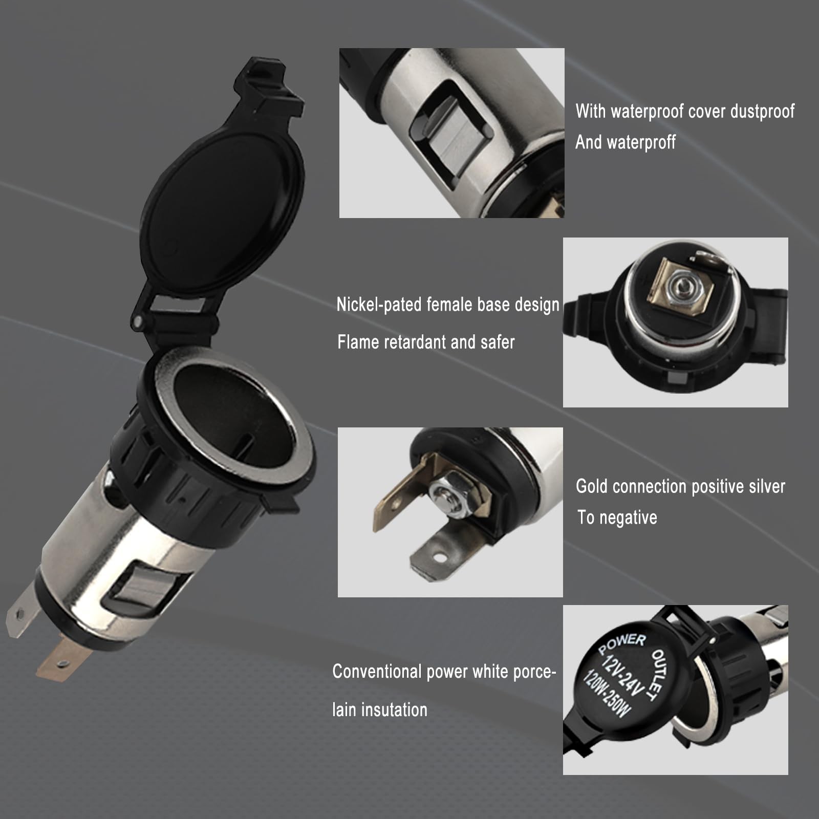 Cigarette Lighter Socket, DC 12V Car Cigarette Lighter,12 Volt Female Power Outl