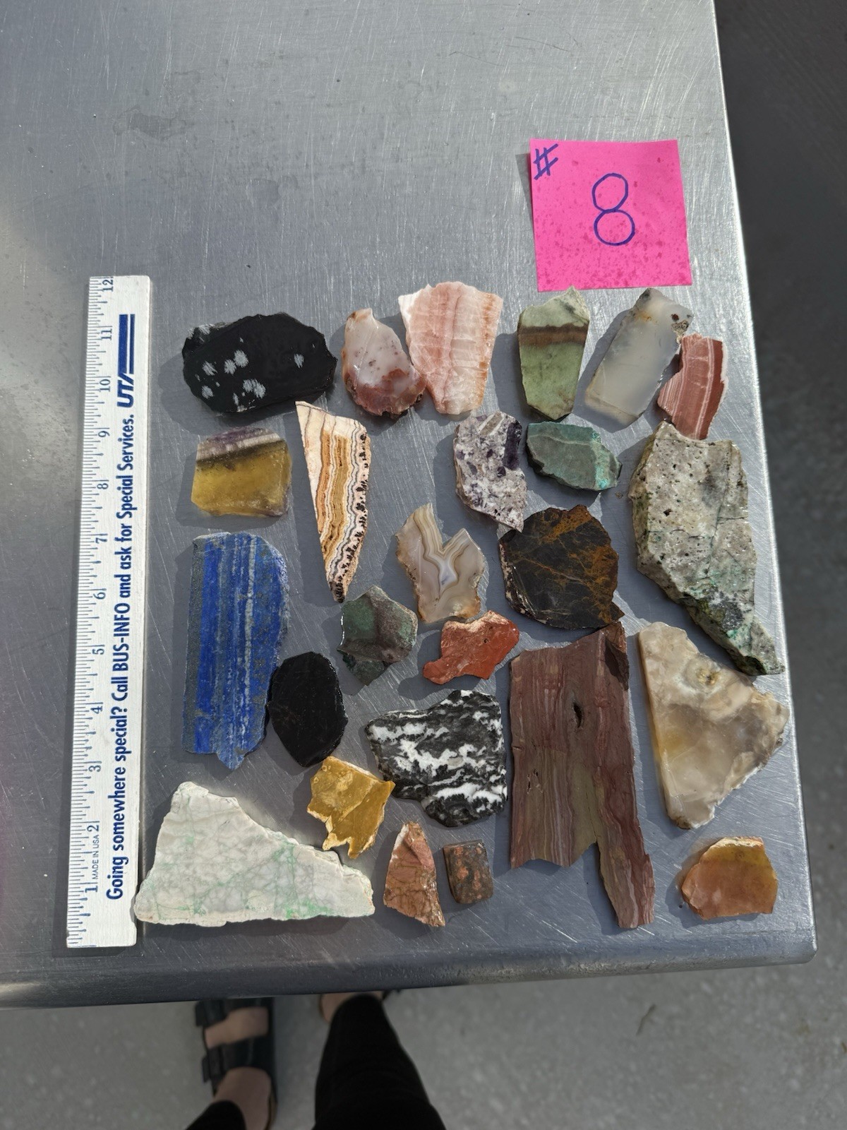 #8 Slabs Zebra, Lapis, Obsidian, Chrysocolla, Pigeon Agate, Etc 25pcs