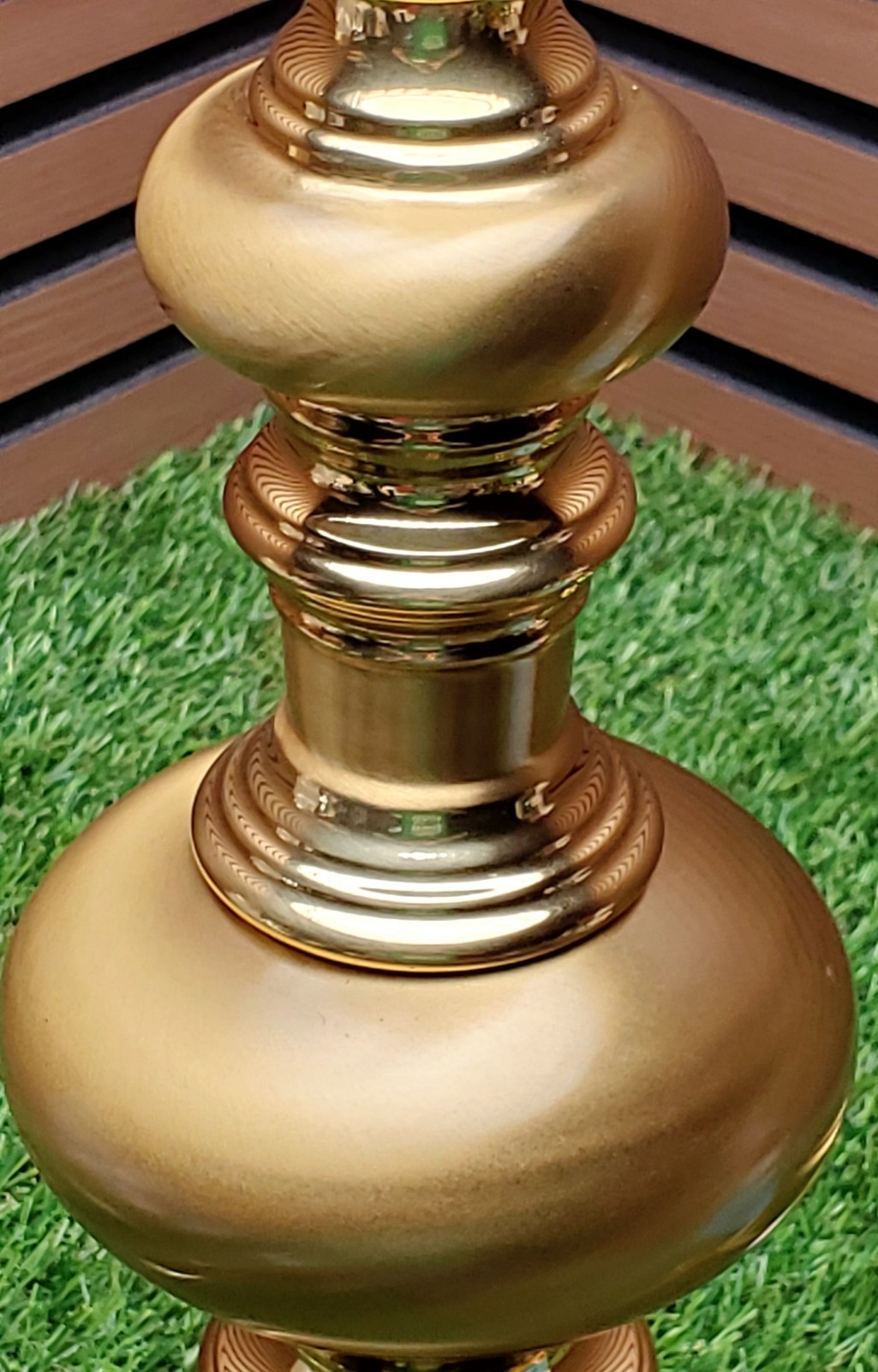Turned Brass Table Lamp Urn Shape Lamp (No Shade) Satin/Polished Brass 30″×6.5″
