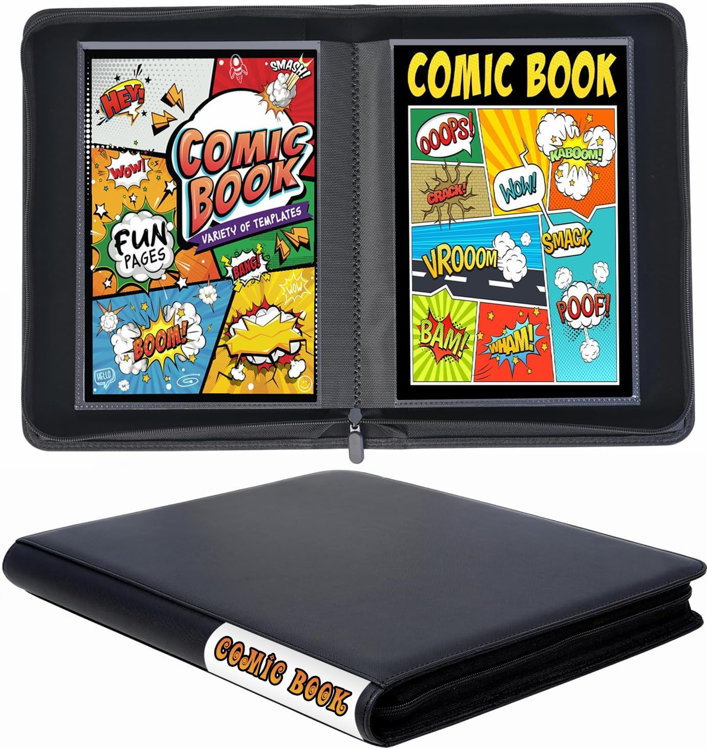 Comic Book Binder, 24+ Pockets Comic Book Storage Album, Premium PU Leather