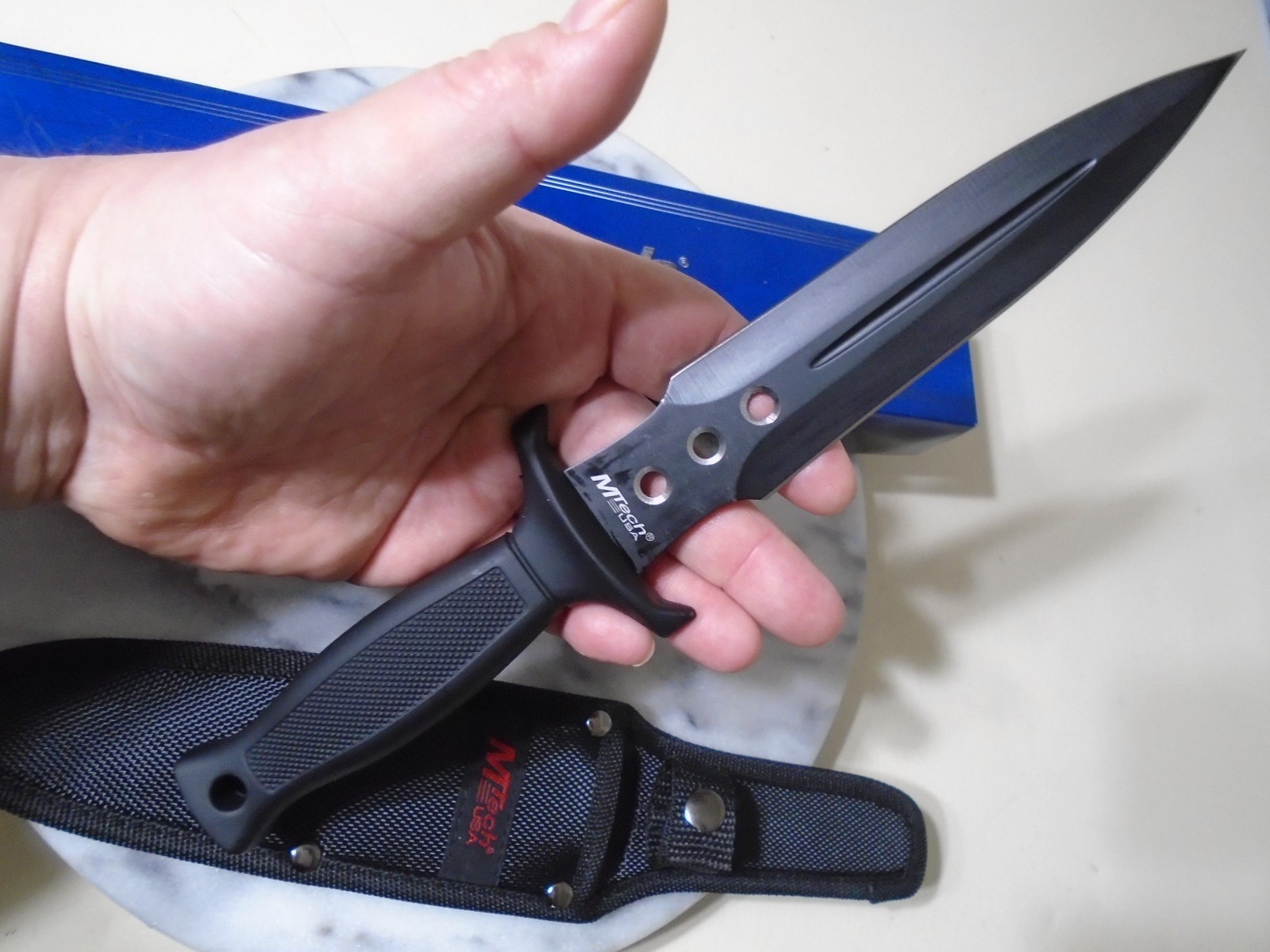 Mtech Black Dual Edge Dagger Fixed Blade Knife & Sheath MT-454 11 1/2″ OA New