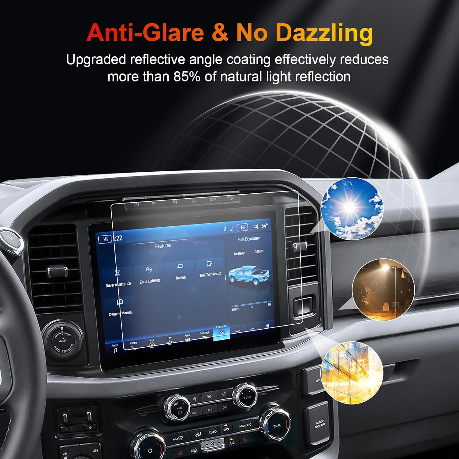 F150 Matte Screen Protector for 2021-2025 Ford F-150 Lightning/F150 SYNC 4 12-In