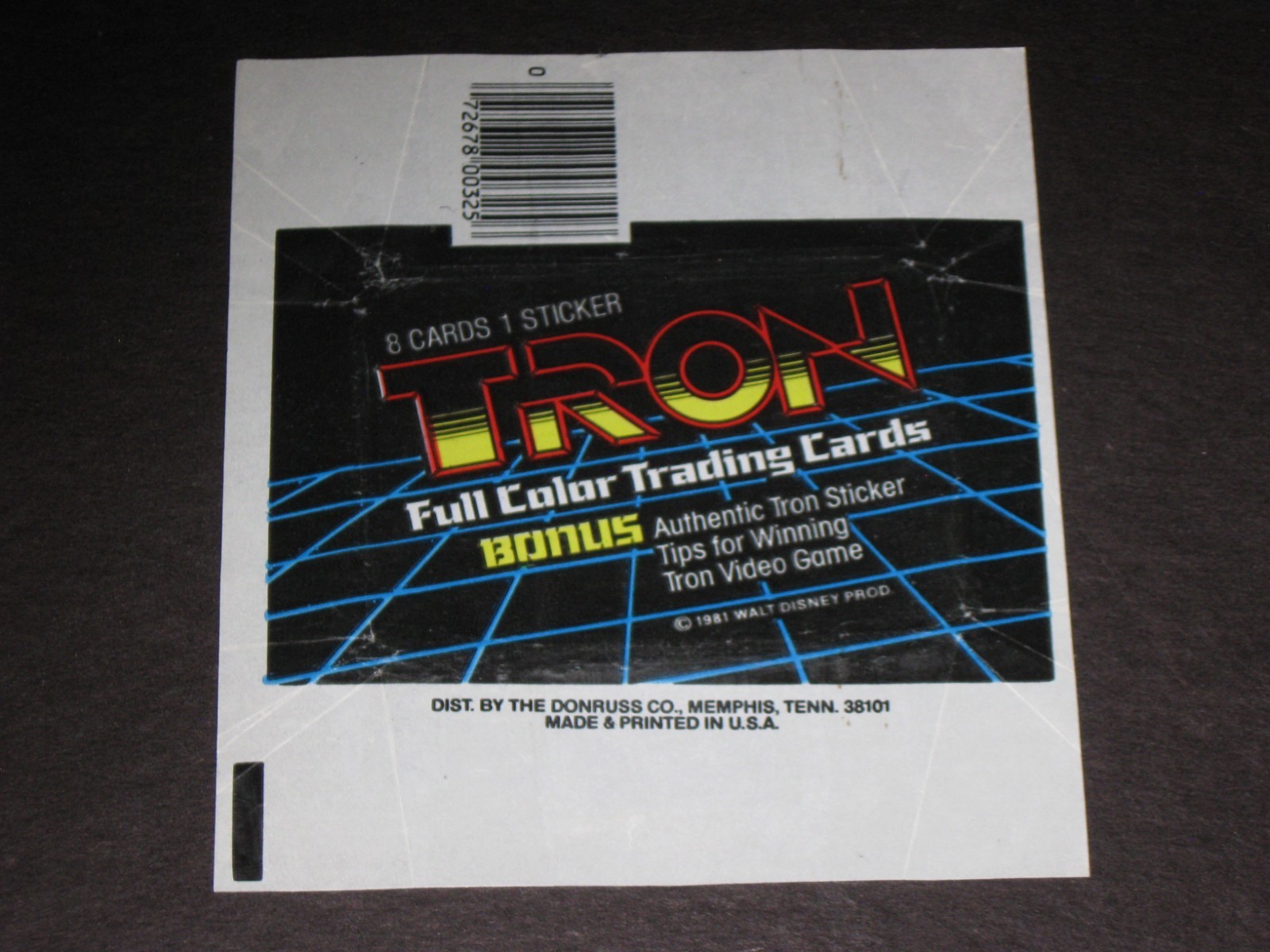 TRON Movie 1981 Donruss Trading Card Wax Wrapper Walt Disney Production