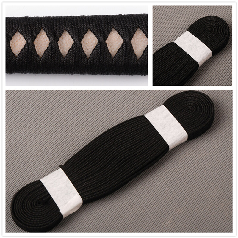 Black Ito Sageo Cord Synthetic Silk Tsukamai For Katana Wakizashi Tanto Sword