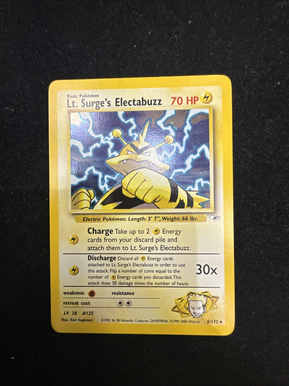2000 Pokemon Gym Heroes LT. SURGE’S ELECTABUZZ #6/132 Holo Rare Foil