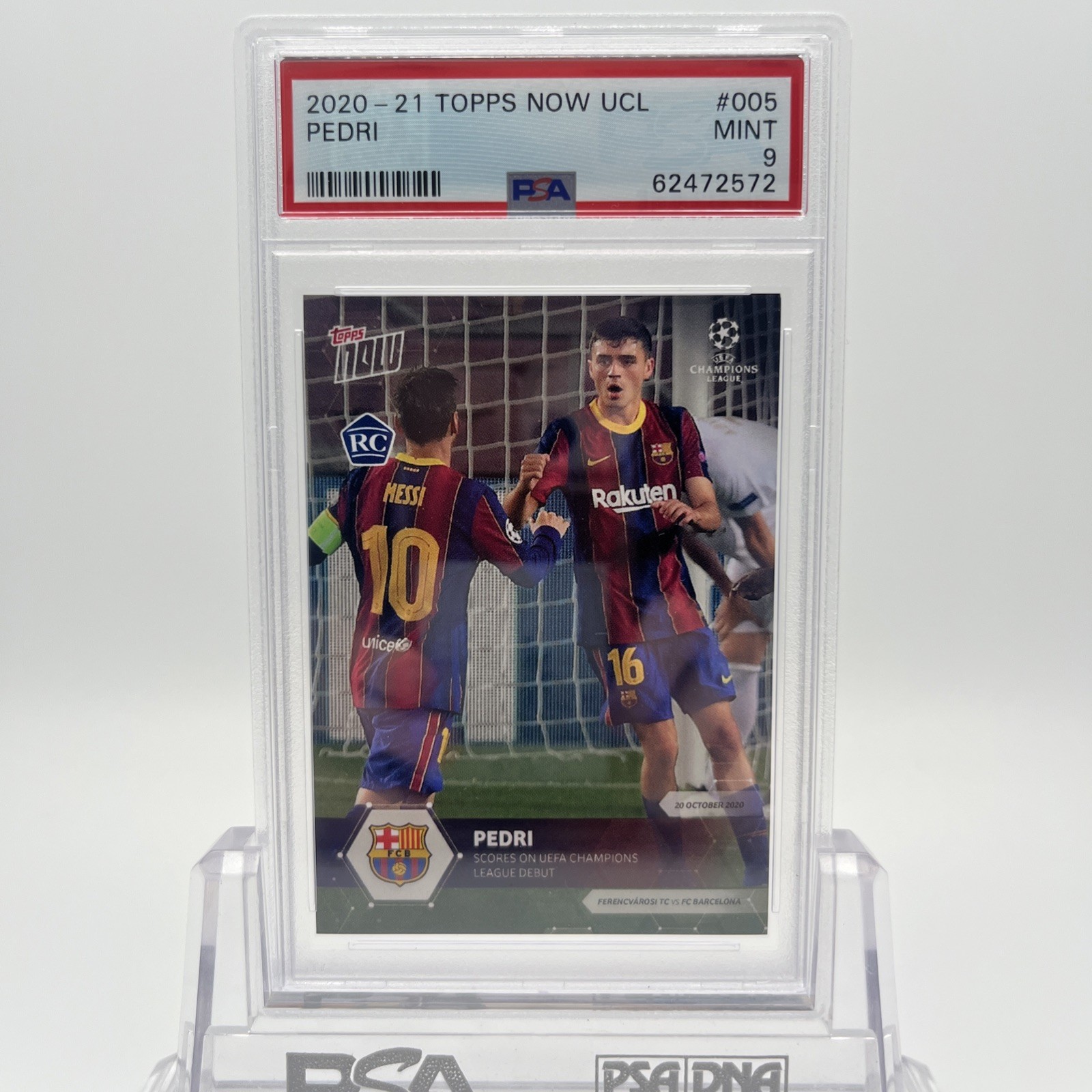 2020-21 Topps Now Ucl Pedri Messi Rookie RC PSA 9 mint #005