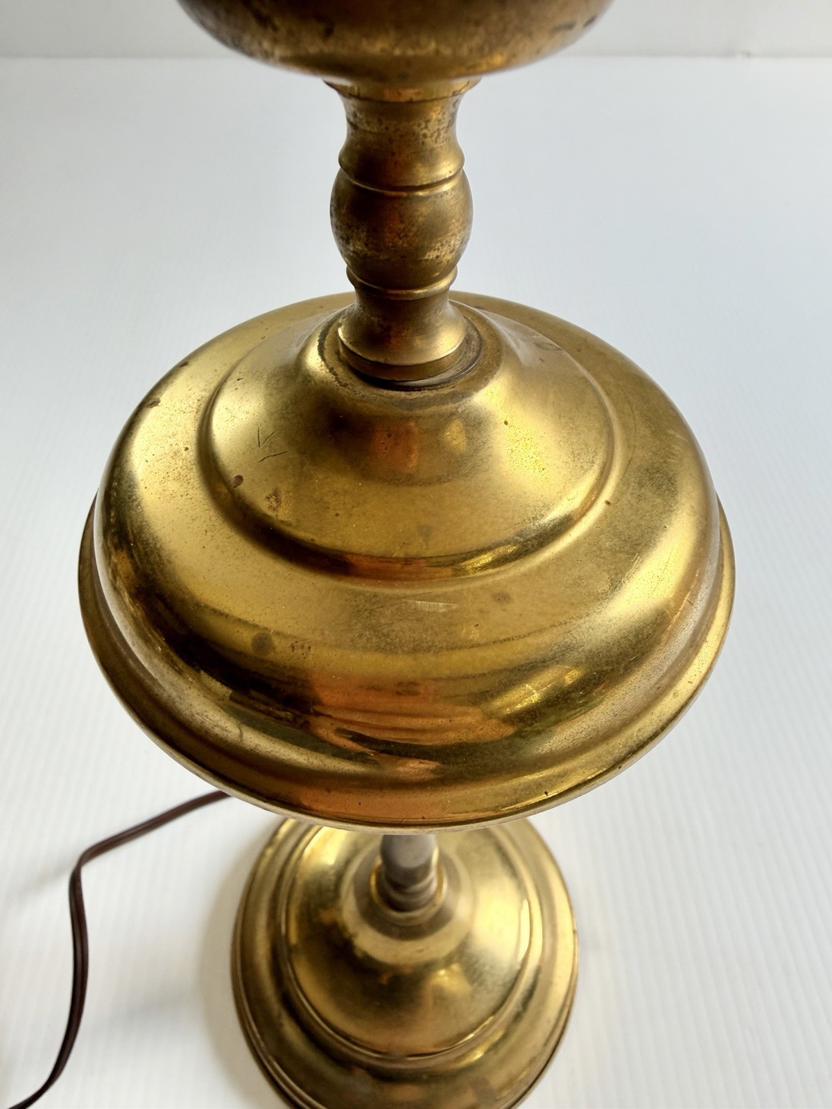 Vintage Brass Short Torchiere Table Lamp Mid Century No Shade 16” Works
